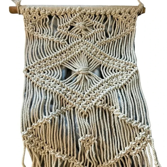 Macrame Wall Hanging Tapestry 13 1/2" width by 37" long - Picture 3 of 5
